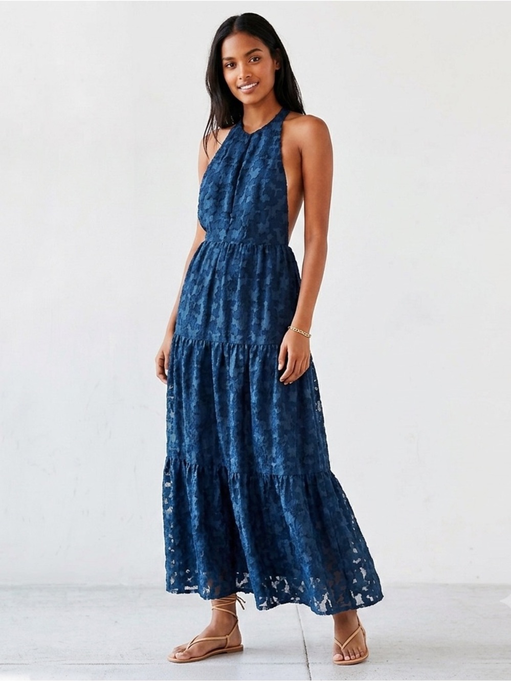 NWOT- UO Kimchi Blue Julianna Maxi Dress XS T-Back Jacquard